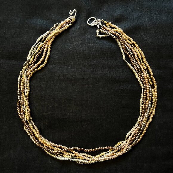 Copper Gold Silver Bronze Necklace, 6-Strands, Interchangeable NWT - Picture 1 of 7